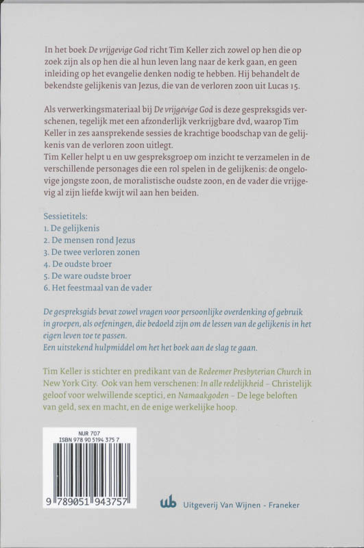 Productafbeelding: achterkant van De vrijgevige God gespreksgids