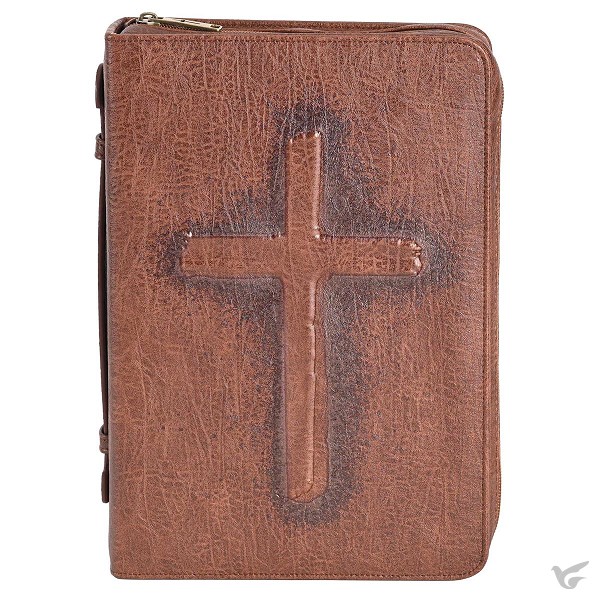 Productafbeelding: voorkant van Biblecover XL Vintage Cross Brown