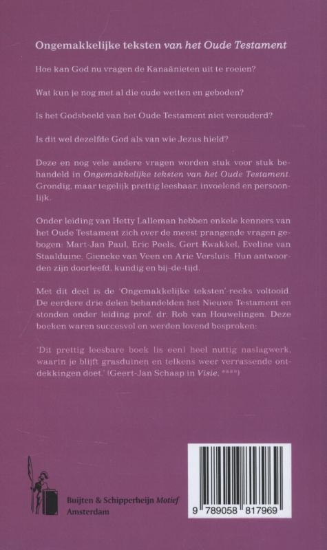 Productafbeelding: achterkant van Ongemakkelijke teksten van het Oude Testament