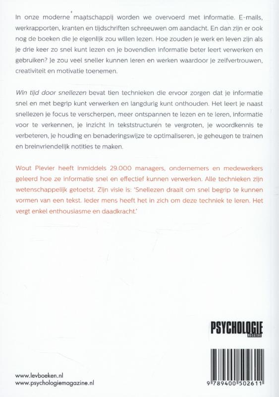 Productafbeelding: achterkant van Win tijd door snellezen