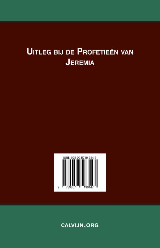 Productafbeelding: achterkant van Uitleg bij de Profetieën van Jeremia