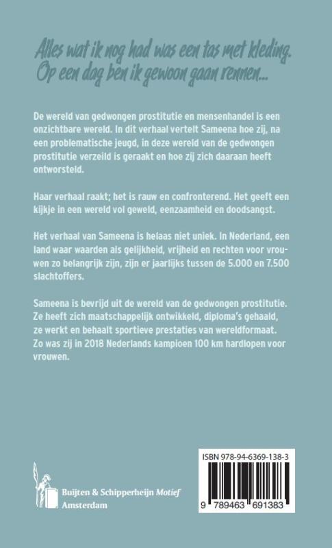 Productafbeelding: achterkant van Sameena; mijn ultrarun uit de gedwongen prostitutie