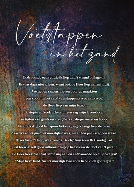 Productafbeelding: voorkant van Poster 50x70 voetstappen in het zand