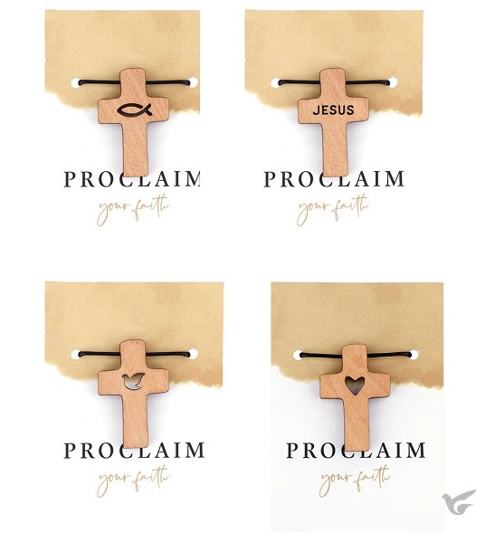 Productafbeelding: voorkant van Wooden cross necklaces assorted