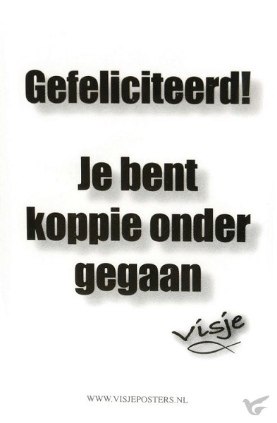 Productafbeelding: voorkant van Poster visje gefeliciteerd je bent