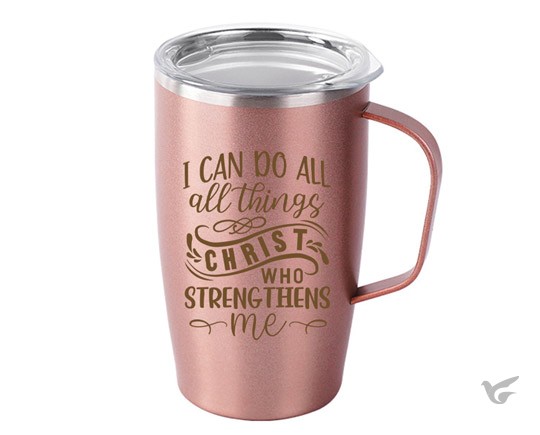 Productafbeelding: voorkant van Tumbler Mug Rose Gold I can do all thing