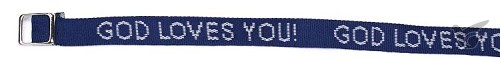 Productafbeelding: voorkant van Armbandje God loves you blauw