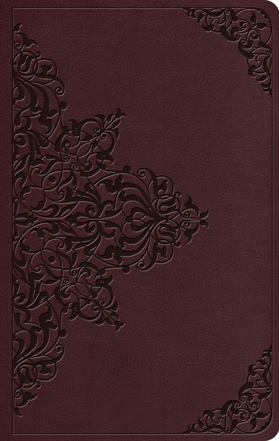 Productafbeelding: voorkant van ESV Value Thinline Bible-Chestnut Filigree Design TruTone