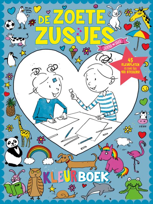 Productafbeelding: voorkant van De Zoete Zusjes kleurboek met meer dan 100 stickers