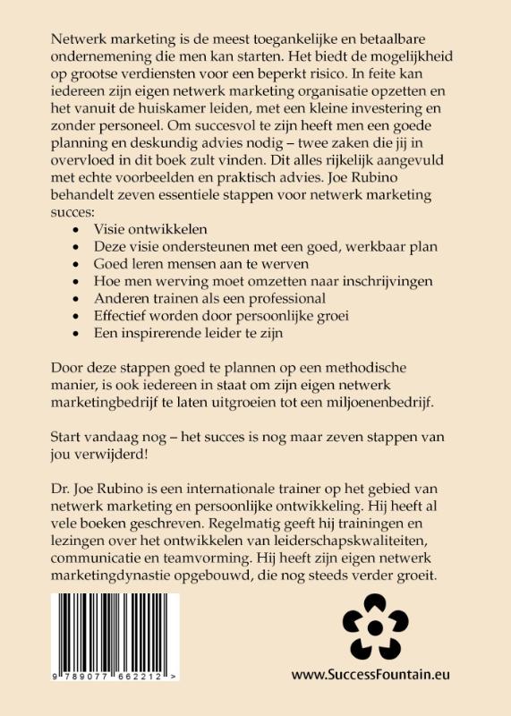 Productafbeelding: achterkant van Het 7 stappen plan om een netwerk marketing dynastie van 1.000.000 op te bouwen