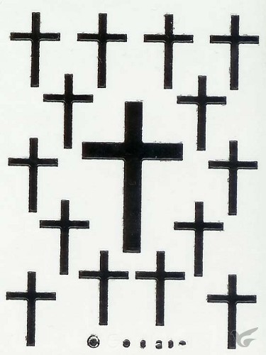 Productafbeelding: voorkant van Stickervel kruis 3x15 goud zwart zilver