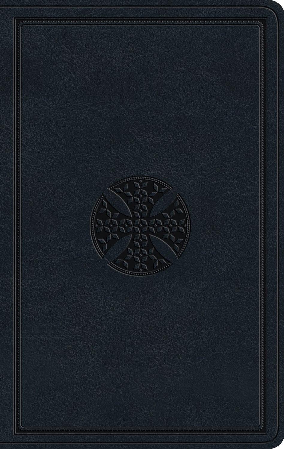 Productafbeelding: voorkant van ESV Large Print Value Thinline Bible-Navy Mosaic Cross Design TruTone