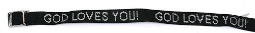 Productafbeelding: voorkant van Armbandje God loves you zwart