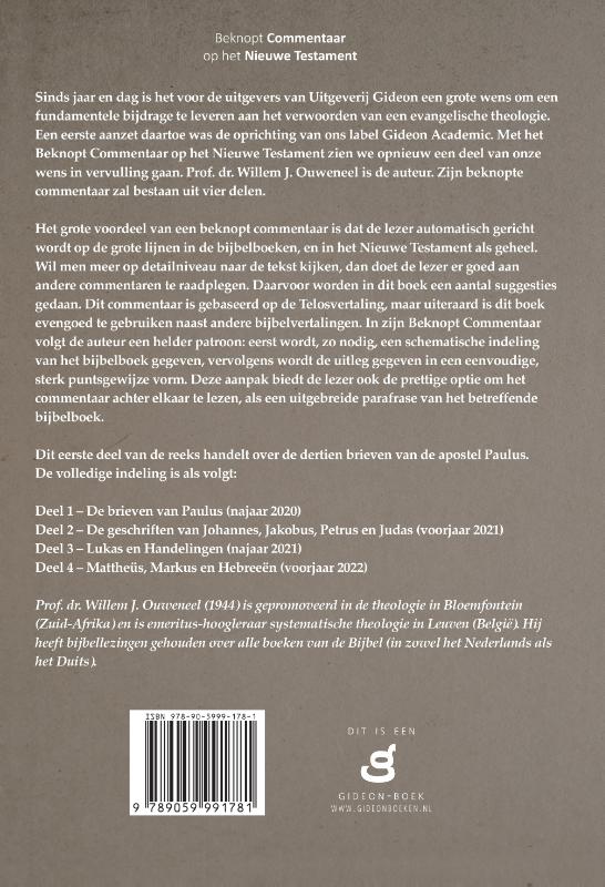 Productafbeelding: achterkant van Beknopt commentaar op het Nieuwe Testament 1. De brieven van Paulus