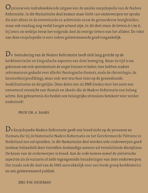 Productafbeelding: achterkant van Encyclopedie Nadere Reformatie Thematisch deel (A-K)
