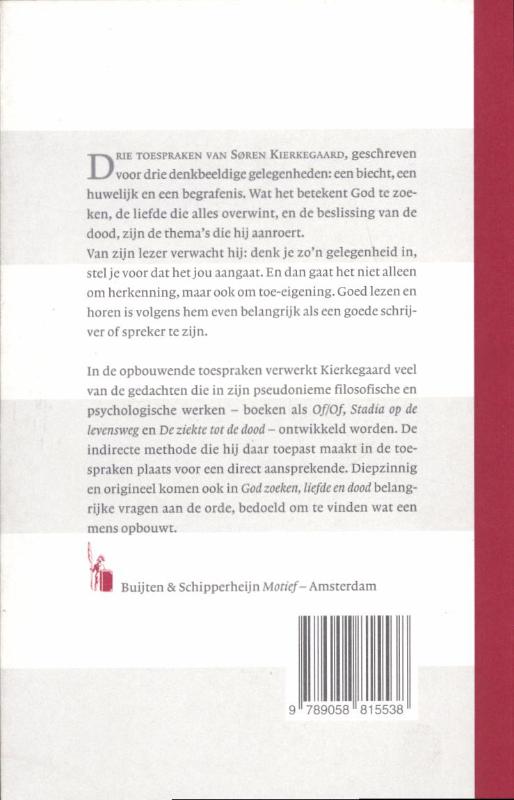 Productafbeelding: achterkant van God zoeken, liefde en dood