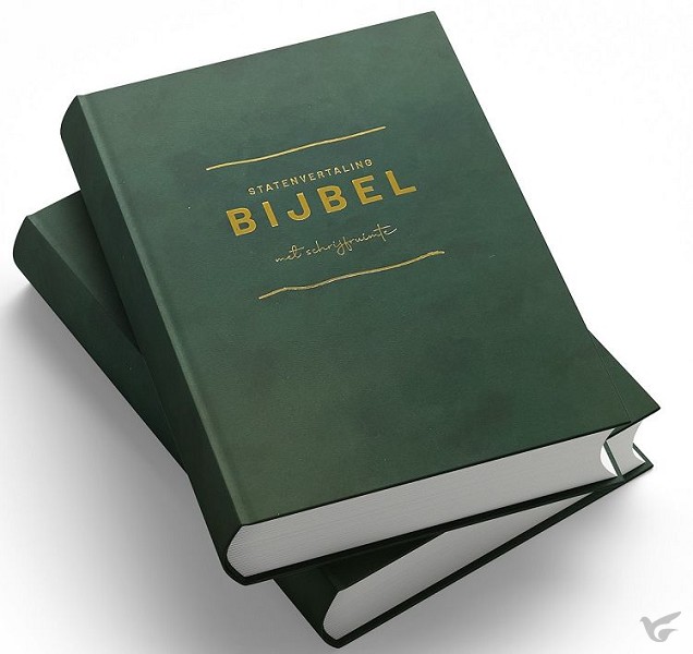Productafbeelding: voorkant van Bijbel sv met schrijfruimte groen goudop