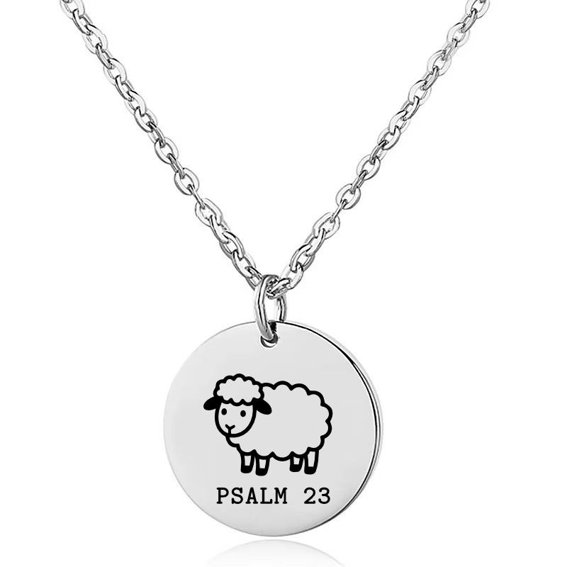 Productafbeelding: voorkant van Schaap Psalm 23 ketting zilver stainless steel