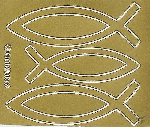 Productafbeelding: voorkant van Sticker vis 2x8.5 en 1x7.5cm goud