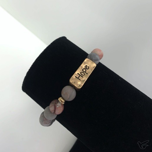 Productafbeelding: voorkant van Armband natuursteen hope rose/grijs