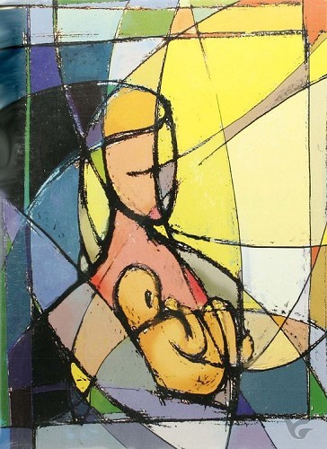 Productafbeelding: voorkant van Dubbele kaart zt maria + kind 10 st