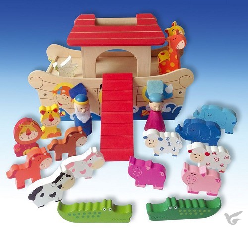 Productafbeelding: voorkant van Ark van noach hout 19 delig 34x15x21cm