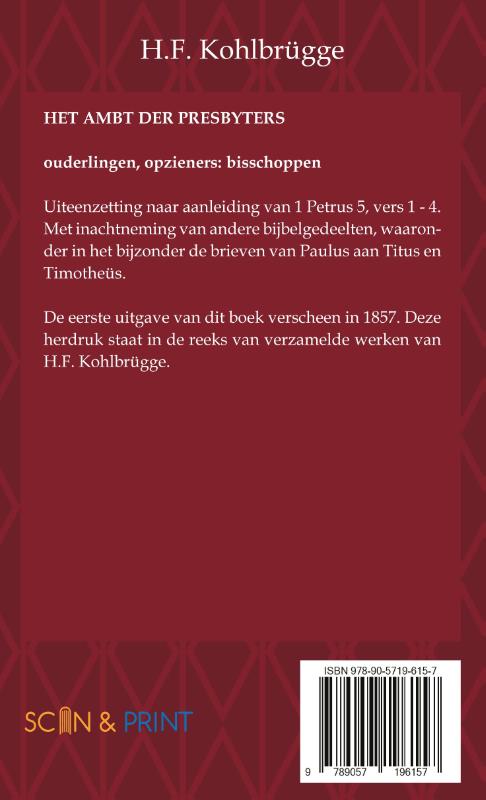 Productafbeelding: achterkant van Het Ambt van Presbyters