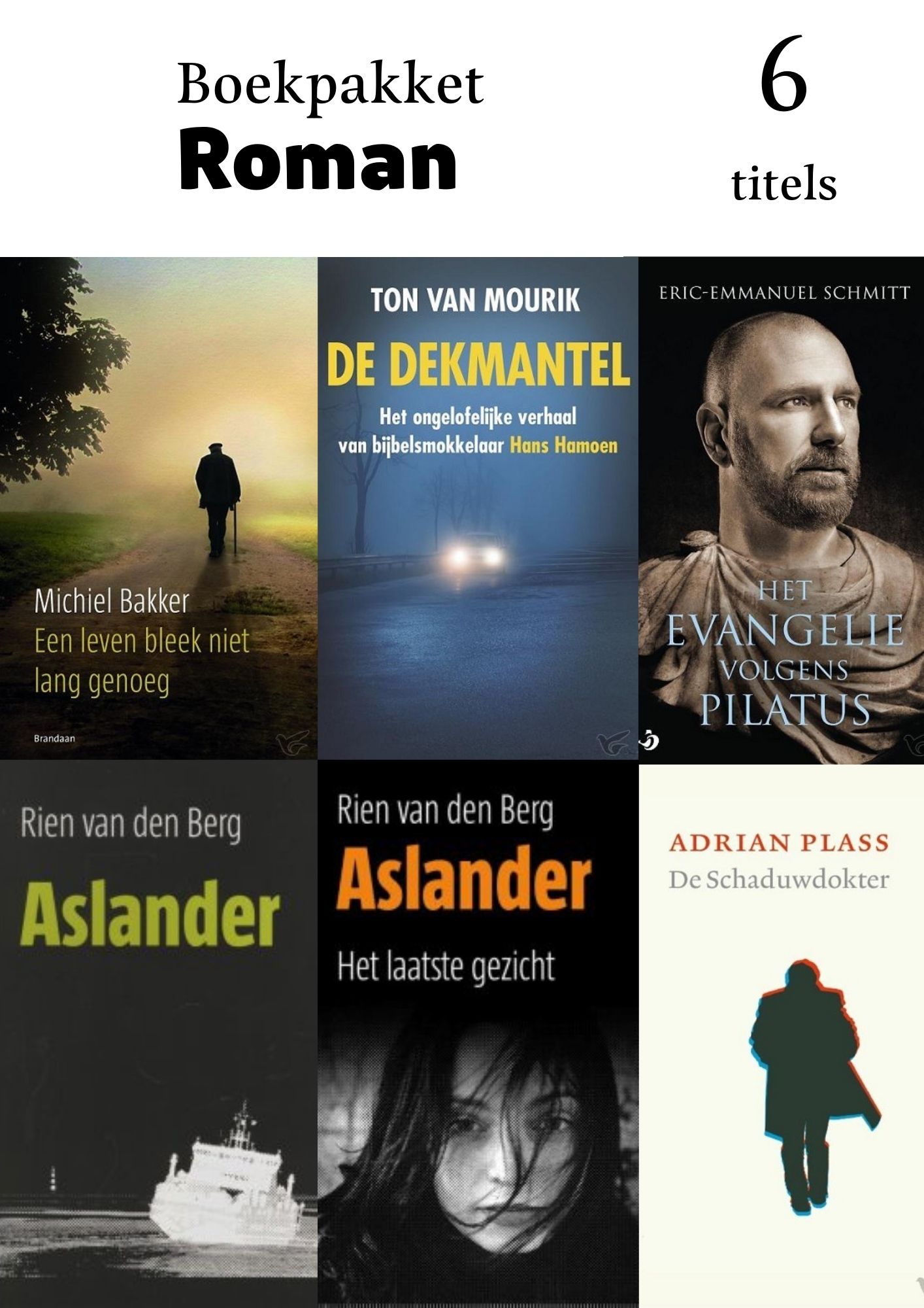 Productafbeelding: voorkant van BOEK-pakket ROMAN (6 titels)