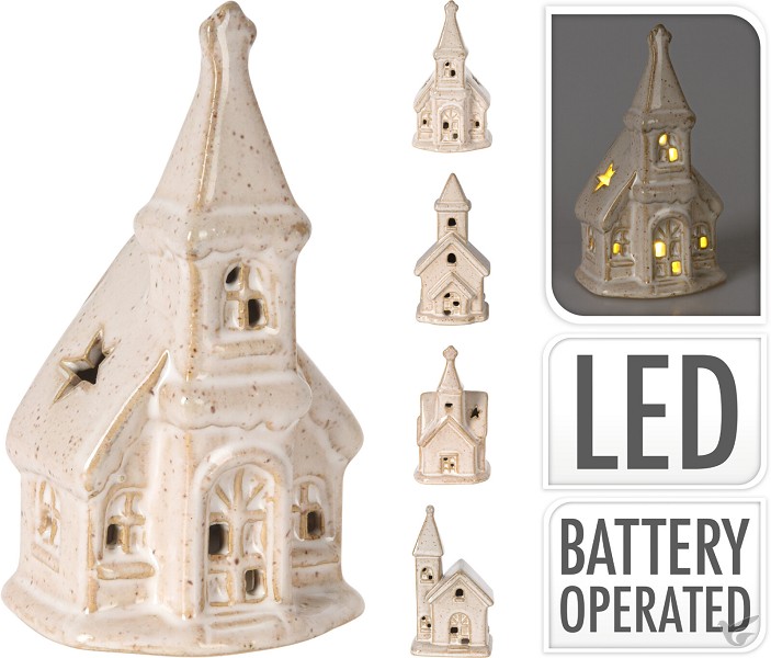 Productafbeelding: voorkant van Church porcelain led light 11cm