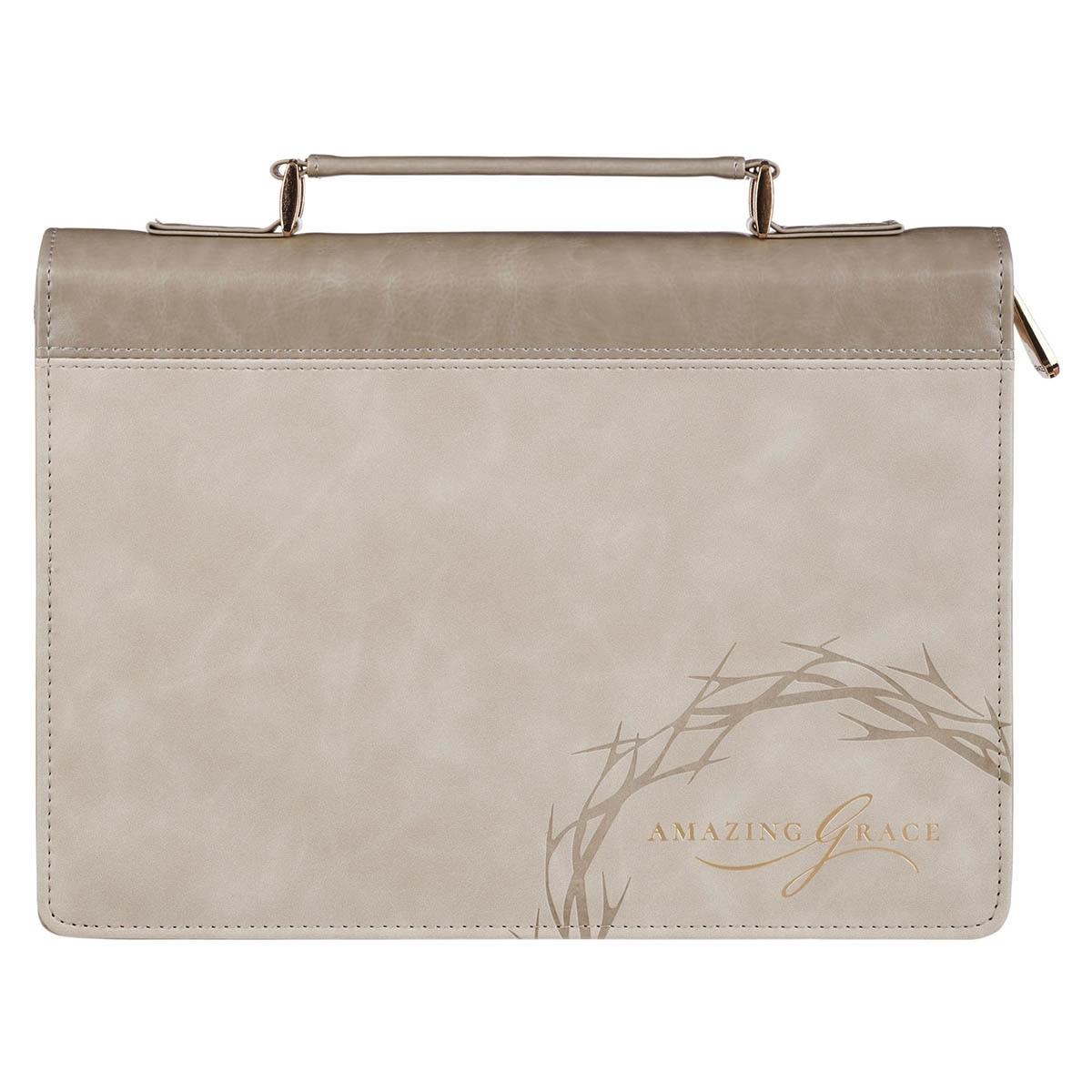 Productafbeelding: voorkant van Amazing Grace Isa. 53:5 Bible Cover Fashion Taupe